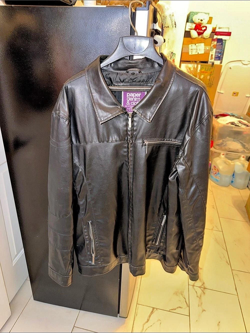 Paper Denim & Cloth Black Leather Jacket Size XXL in excellent condition